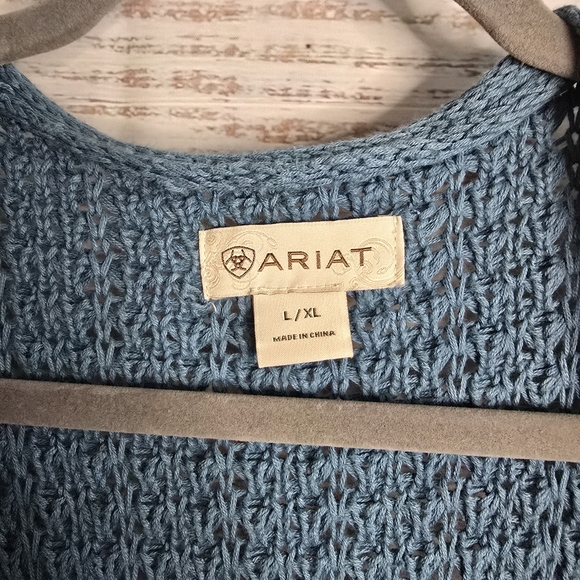 Ariat Women's Chuncky Knit Open Front Cardigan Size Large/XLarge Blue - Picture 2 of 5